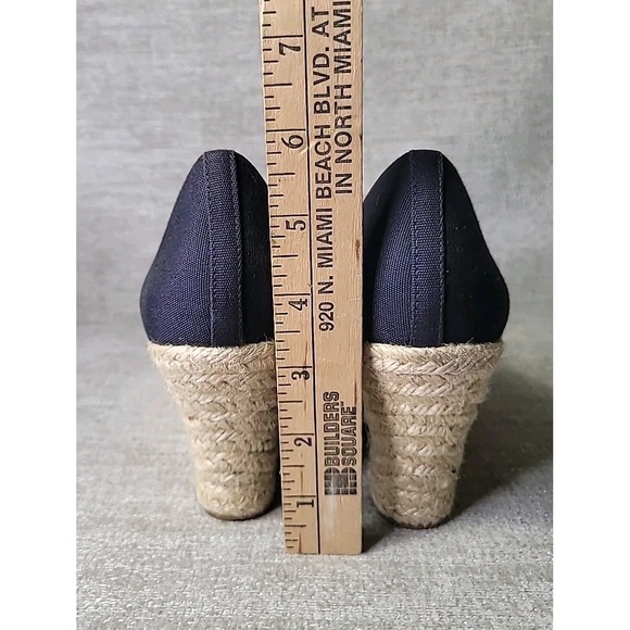 J. Crew Womens Size 9.5 Canvas Espadrilles Wedge Heels Shoes Navy Blue Slip On - Picture 6 of 9